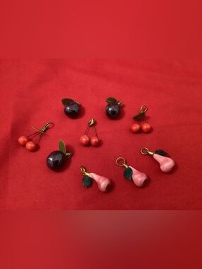 Porcelain (?) Fruit pendants plum pear cherry